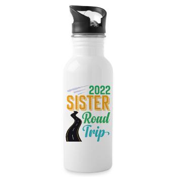 2022 Sister Road Trip Vacation Girls Retro Vintage - Trinkflasche mit integriertem Trinkhalm - Weiß - Rechts