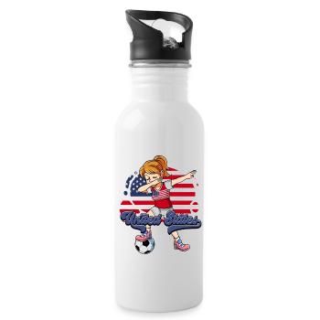 Usa Soccer - Gourde avec paille intégrée - blanc - Droite