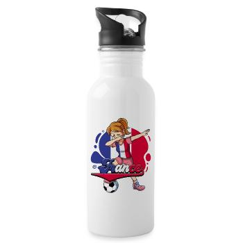 Frankreich Fußball - Trinkflasche mit integriertem Trinkhalm - Weiß - Rechts