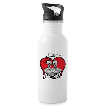 Till Death Midnight Lovers Gothic Skull Bones - Water bottle with straw - white - Right