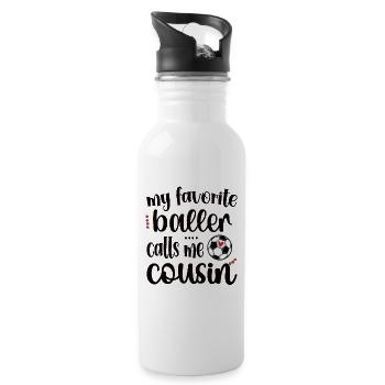 Best Soccer Cousin Of A Soccer Player Cousin Gift - Water bottle with straw - white - Right