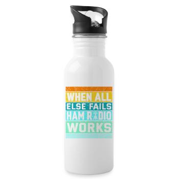 Funk Amateur Funker Funken Radio Hobby Geschenk - Trinkflasche mit integriertem Trinkhalm - Weiß - Rechts