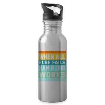 Funk Amateur Funker Funken Radio Hobby Geschenk - Trinkflasche mit integriertem Trinkhalm - Lightsilver - Rechts