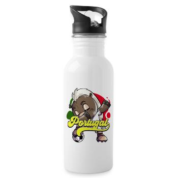 Portugal Fußball - Trinkflasche mit integriertem Trinkhalm - Weiß - Rechts