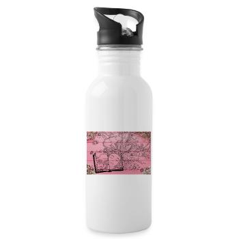 flowers from books reading books flowers and books - Water bottle with straw - white - Right