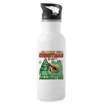 Christmas Design for a Xmas Alligator Lover - Water bottle with straw - white - Right