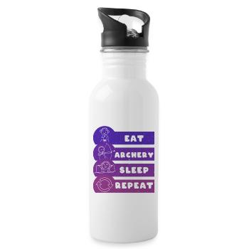 Eat Archery Sleep Repeat - Trinkflasche mit integriertem Trinkhalm - Weiß - Rechts