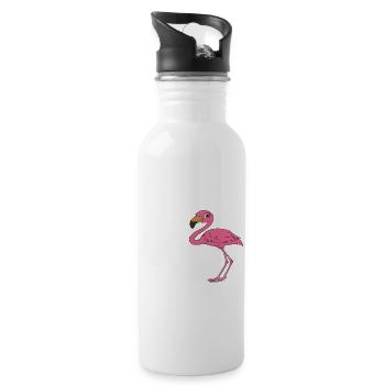 Drôles de graphismes flamants roses - Gourde avec paille intégrée - blanc - Droite