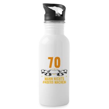 Mit 70 nichts anders nur langsamer 70 Geburtstag - Trinkflasche mit integriertem Trinkhalm - Weiß - Rechts