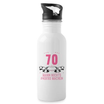 Mit 70 nichts anders nur langsamer 70 Geburtstag - Trinkflasche mit integriertem Trinkhalm - Weiß - Rechts