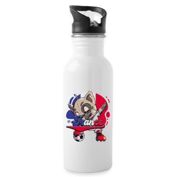 Frankreich Fußball - Trinkflasche mit integriertem Trinkhalm - Weiß - Rechts