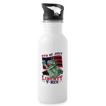 4. Juli Liberty T-Rex amerikanische Flagge - Trinkflasche mit integriertem Trinkhalm - Weiß - Rechts