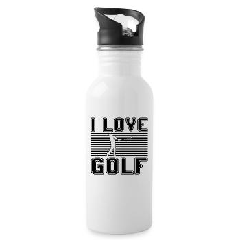 I love golf - Water bottle with straw - white - Right