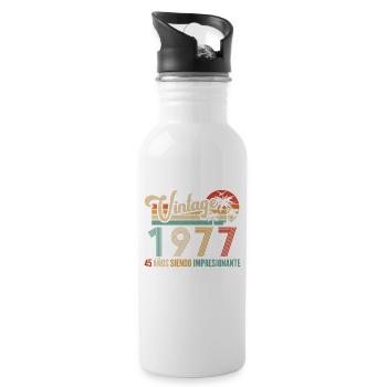 Anniversaire Vintage Idée Cadeau D Anniversaire 45 - Gourde avec paille intégrée - blanc - Droite