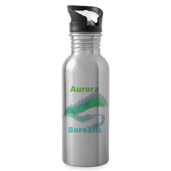 Aurora Borealis - Water bottle with straw - silver - Right