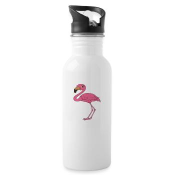 Funny flamingo graphics - Water bottle with straw - white - Right