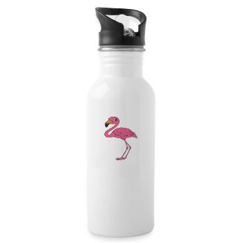 Drôles de graphismes flamants roses - Gourde avec paille intégrée - blanc - Droite