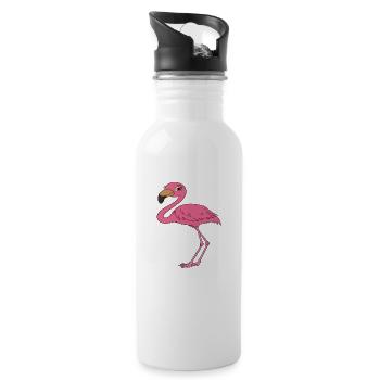 Funny flamingo graphics - Water bottle with straw - white - Right