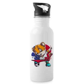 Frankreich Fußball - Trinkflasche mit integriertem Trinkhalm - Weiß - Rechts