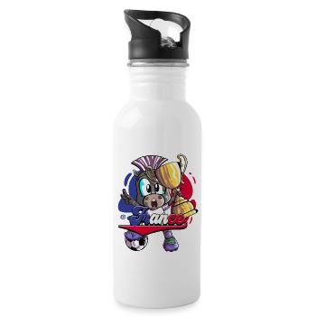 Frankreich Fußball - Trinkflasche mit integriertem Trinkhalm - Weiß - Rechts