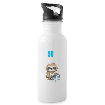 Mit 50 nichts anders nur langsamer 50 Geburtstag - Trinkflasche mit integriertem Trinkhalm - Weiß - Rechts