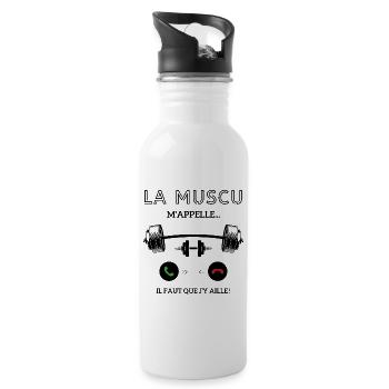 La muscu m’appelle, faut que j’y aille - Gourde avec paille intégrée - blanc - Droite