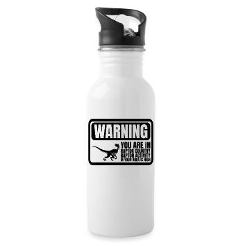 Raptor Warnschild Raptor Country Dinosaurier Rapto - Trinkflasche mit integriertem Trinkhalm - Weiß - Rechts