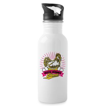 Huhn Hühner Flüstererin - Trinkflasche mit integriertem Trinkhalm - Weiß - Rechts