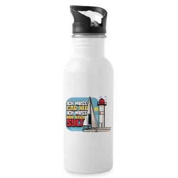 Sylt - Trinkflasche mit integriertem Trinkhalm - Weiß - Rechts