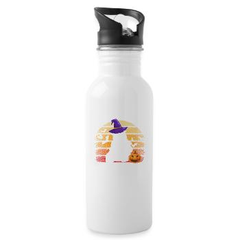 Panda Witch Drôle Mignon Halloween Ours Zookeeper - Gourde avec paille intégrée - blanc - Droite