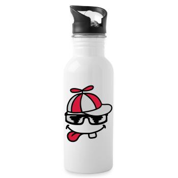 Comic Face Propeller Cap Wind Turbine - Water bottle with straw - white - Right
