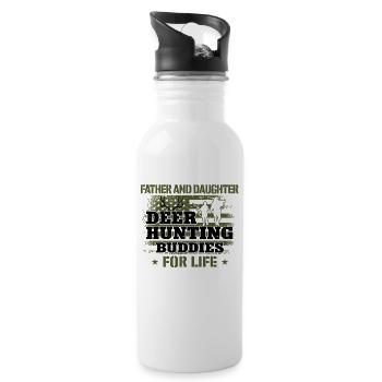 Buck Deer Hunting Hunter Father - Trinkflasche mit integriertem Trinkhalm - Weiß - Rechts