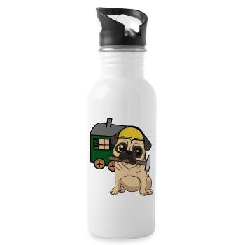 Construction Site Craftsman Dog Pug Construction Truck Job Hammer - Water bottle with straw - white - Right