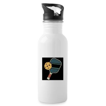 Respektiere den Pickleball Funny Paddle Pickleball Fun - Trinkflasche mit integriertem Trinkhalm - Weiß - Rechts