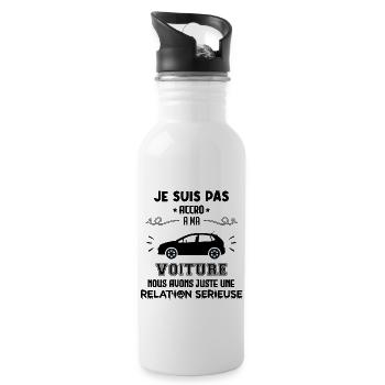 Pas accro à ma voiture - relation sérieuse cadeau - Gourde avec paille intégrée - blanc - Droite