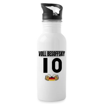 Fußball Trikot Lustig Nummer 10 - Trinkflasche mit integriertem Trinkhalm - Weiß - Rechts