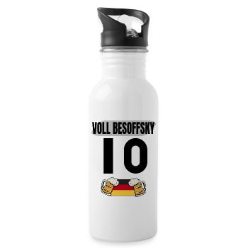 Fußball Trikot Lustig Nummer 10 - Trinkflasche mit integriertem Trinkhalm - Weiß - Rechts