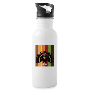 Thankful For My Kindergarten Turkeys Thanksgiving - Water bottle with straw - white - Right