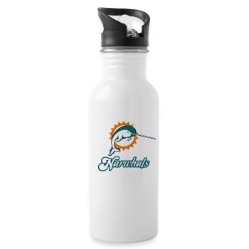 Narwhal Dolphin Parody Design - Water bottle with straw - white - Right