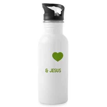 I Love Pickles Jesus Funny Pickle Lover Quote Fun - Water bottle with straw - white - Right