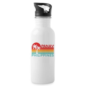 Vintage Urlaub Reise Panay Philippinen Asien - Trinkflasche mit integriertem Trinkhalm - Weiß - Rechts