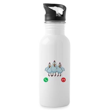 Huhn Meine Hühner Rufen An - Trinkflasche mit integriertem Trinkhalm - Weiß - Rechts