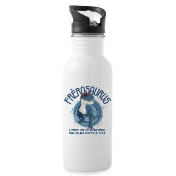 Grand Frère Dinosaure Humour Frérosaurus Famille - Gourde avec paille intégrée - blanc - Droite