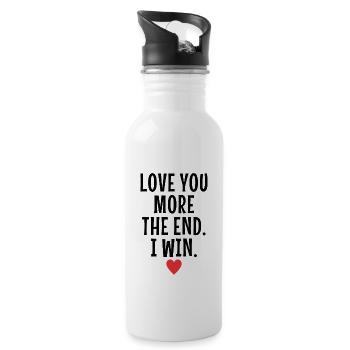 Love You More The End I Win Valentinstag - Trinkflasche mit integriertem Trinkhalm - Weiß - Rechts