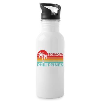 Vintage Urlaub Reise Boracay Philippinen Asien - Trinkflasche mit integriertem Trinkhalm - Weiß - Rechts