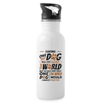 Saving One Dogs World Animal Rescue, niche pour chiens. - Gourde avec paille intégrée - blanc - Droite
