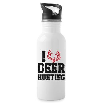 Buck Deer Hunting Hunter Heart I - Water bottle with straw - white - Right