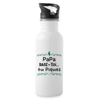 Papa rase toi tu piques, - Gourde avec paille intégrée - blanc - Droite