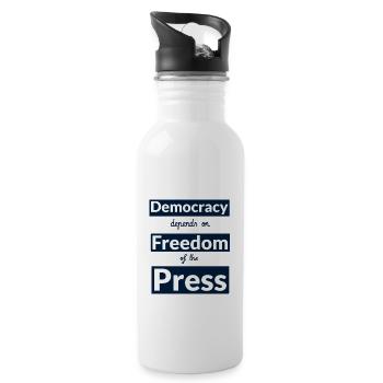 La démocratie dépend de la liberté de la presse. - Gourde avec paille intégrée - blanc - Droite