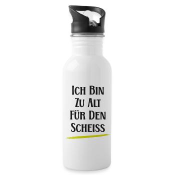 Ich bin zu alt für den Scheiß - witzige Sprüche - Trinkflasche mit integriertem Trinkhalm - Weiß - Rechts